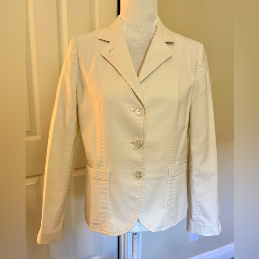 Ralph Lauren White Denim Tailored Blazer, new w/o tag, Sz PM